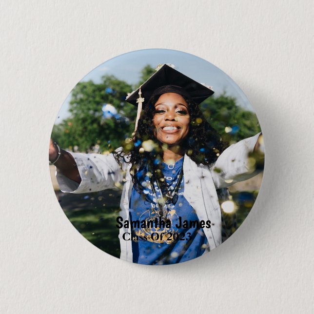 Personalized Graduation Photo and Name 6 Cm Round Badge (Front)