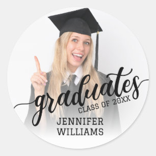 Personalized Graduation Photo Graduates Party Classic Round Sticker