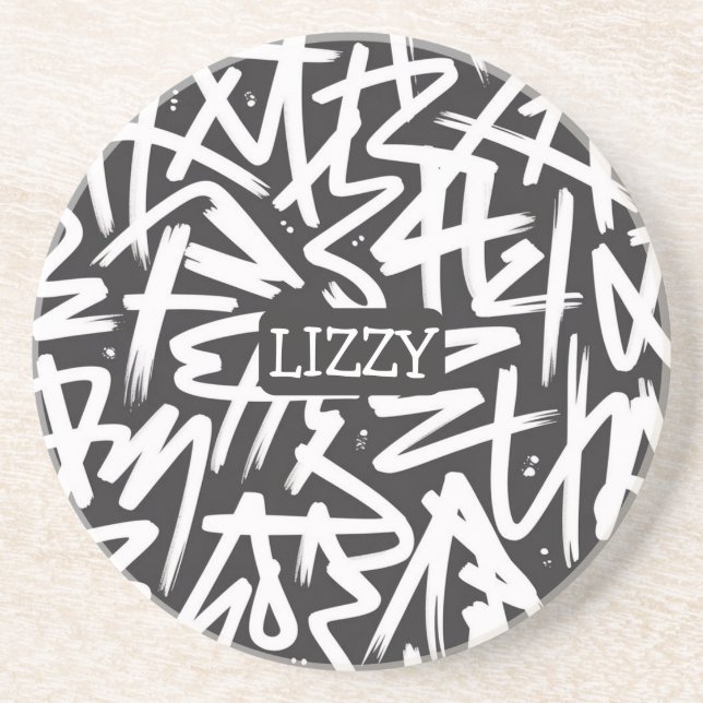Personalized Graffiti Name Pattern — Custom Urban Coaster (Front)