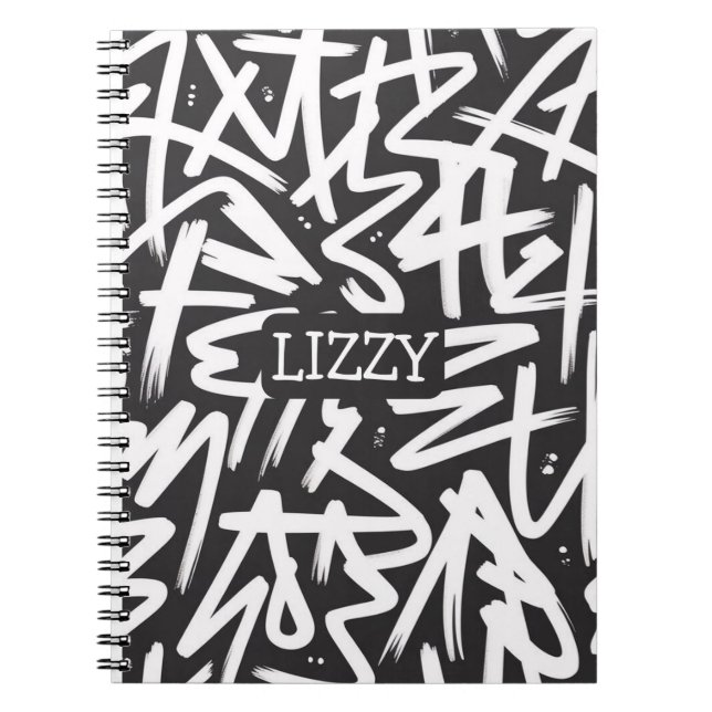 Personalized Graffiti Name Pattern — Custom Urban Notebook (Front)