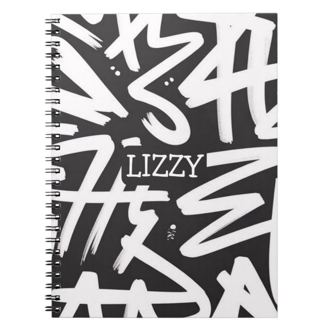 Personalized Graffiti Name Pattern — Custom Urban Notebook (Front)