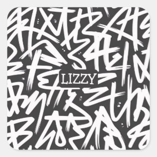 Personalized Graffiti Name Pattern — Custom Urban Square Sticker