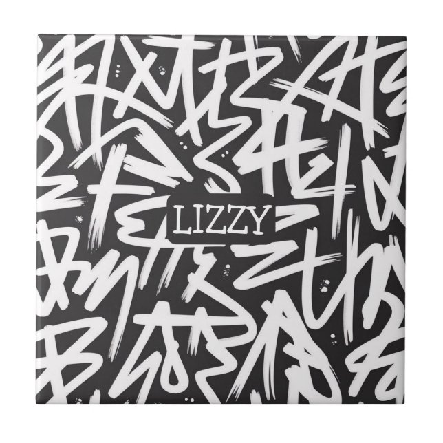 Personalized Graffiti Name Pattern — Custom Urban Tile (Front)