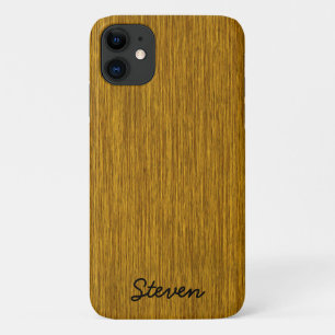 Personalized Grainy Golden Wood iPhone 11 Case