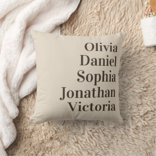 Personalized Grandchildren Names   Beige Cushion