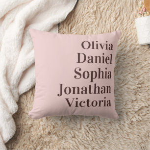 Personalized Grandchildren Names Blush Pink Cushion