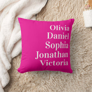 Personalized Grandchildren Names   Hot pink  Cushion
