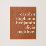 Personalized Grandchildren Names in Rust Jigsaw Puzzle<br><div class="desc">Modern Typography Personalized Grandchildren Names | Rust Puzzle</div>