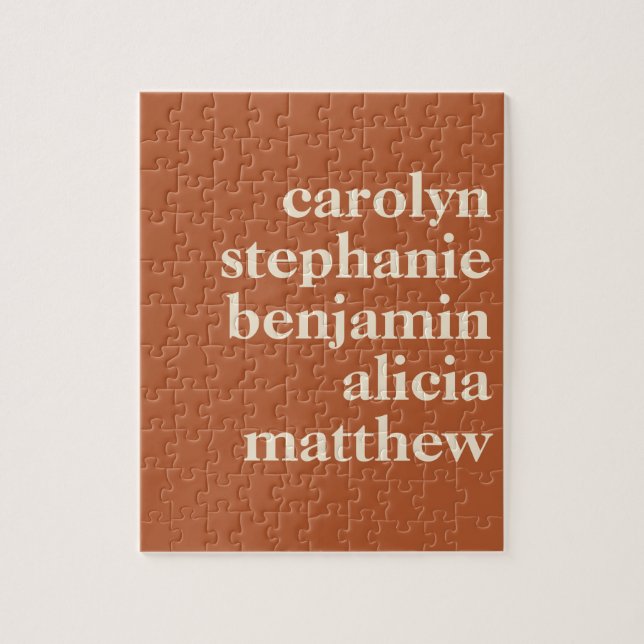 Personalized Grandchildren Names in Rust Jigsaw Puzzle (Vertical)