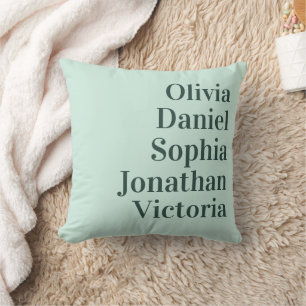 Personalized Grandchildren Names Mint Green Cushion