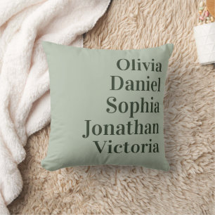 Personalized Grandchildren Names Sage Green Cushion