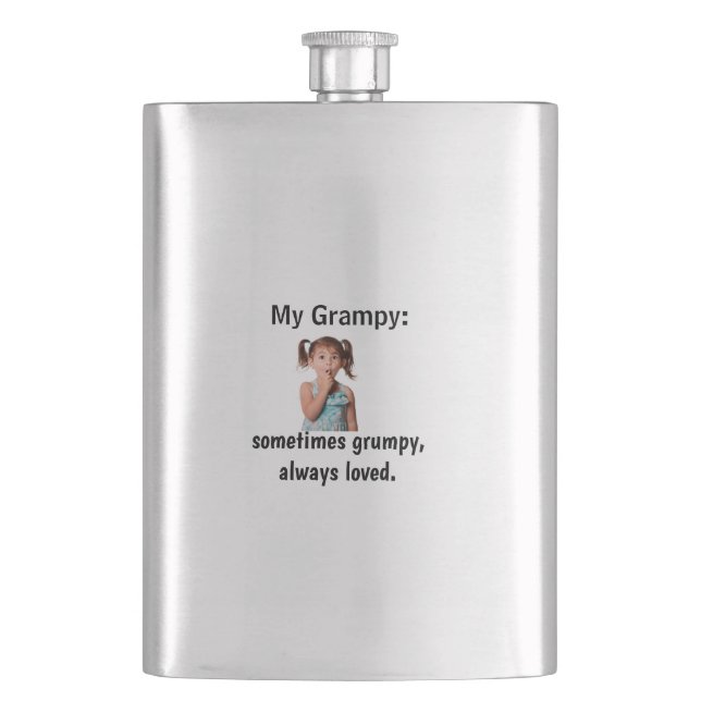 Personalized Granddaughter Grandpa Photo  Hip Flask (Front)