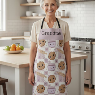 Personalized Grandma Apron Kawaii Cookie Gingham