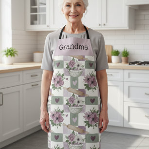 Personalized Grandma Apron Vintage Floral Baking