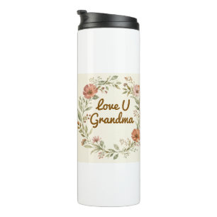 Personalized Grandma Custom Floral Wreath Gift Thermal Tumbler