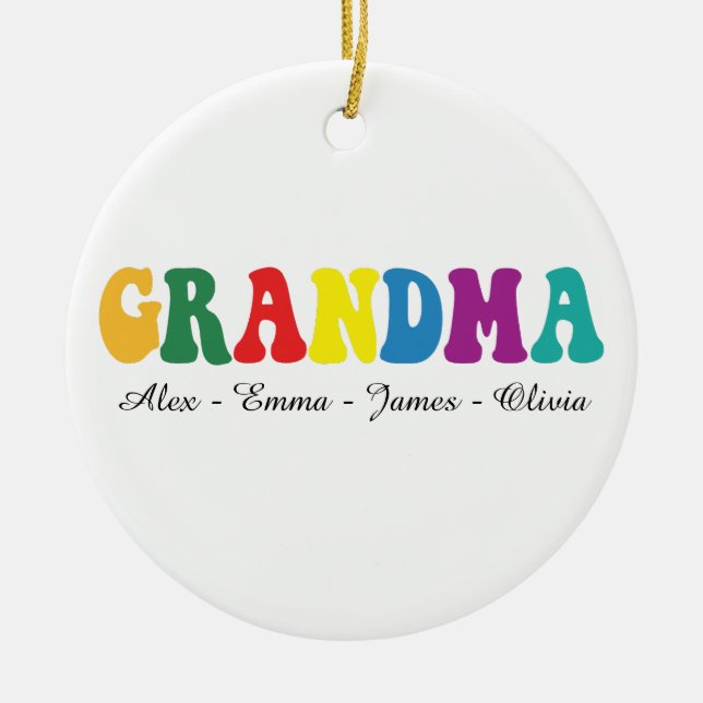 Personalized Grandma Gift with Grandkids’ Names Ceramic Tree Decoration (Front)