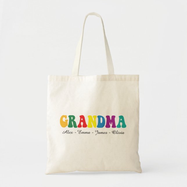 Personalized Grandma Gift with Grandkids’ Names Tote Bag (Front)