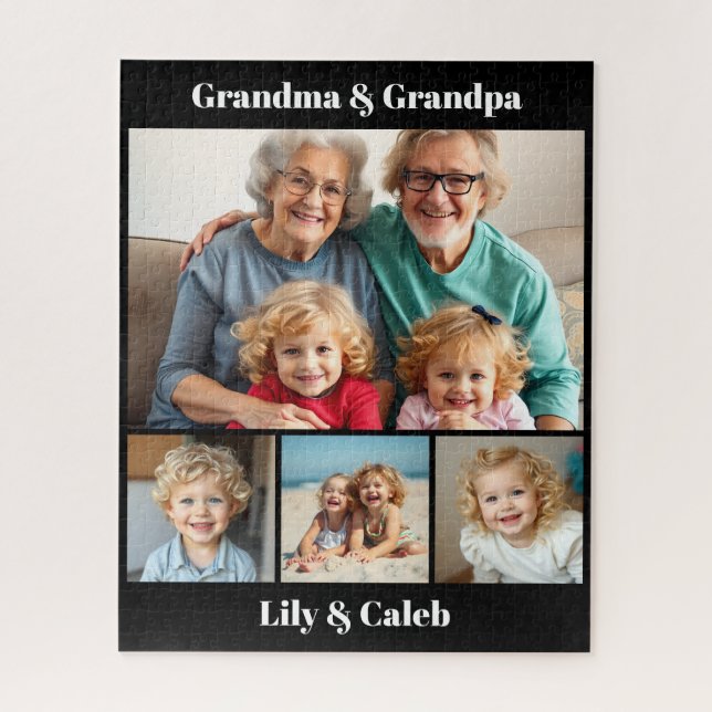 Personalized Grandma, Grandpa and Grandkids Photo Jigsaw Puzzle (Vertical)