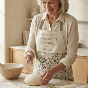 Personalized Grandma Kitchen Gift Botanical Green Apron