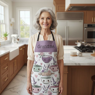 Personalized Grandma Nana Smiling Floral Baking Apron