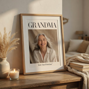 Personalized Grandma Photo   Love You Grandma Poster