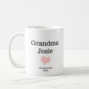 Personalized Grandma, Pink Heart New Baby Photo Coffee Mug
