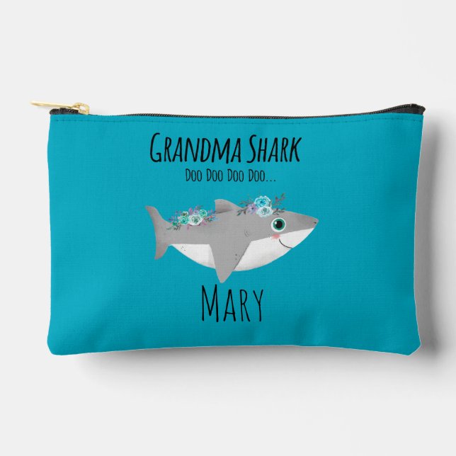 Personalized Grandma Shark Doo Doo Doo Accessory Pouch (Front)