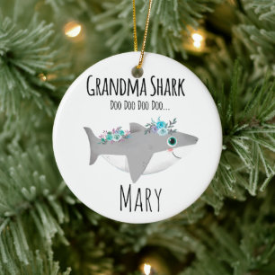 Personalized Grandma Shark Doo Doo Doo Ceramic Tree Decoration