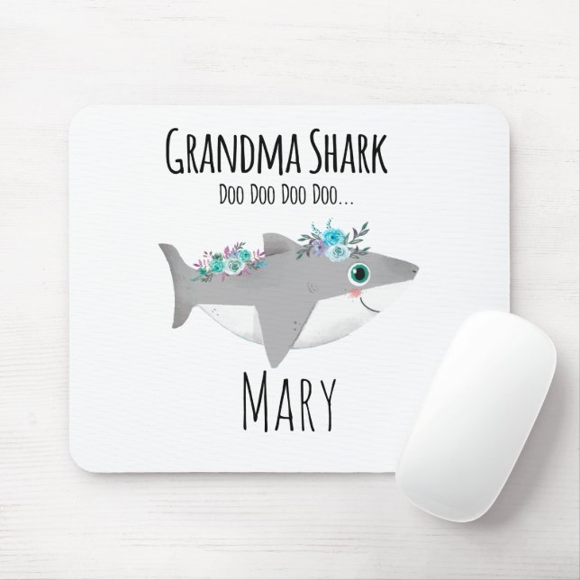 Personalized Grandma Shark Doo Doo Doo Mouse Mat (With Mouse)