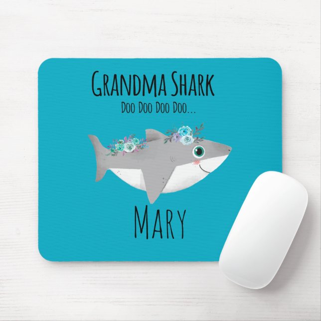 Personalized Grandma Shark Doo Doo Doo Mouse Mat (With Mouse)