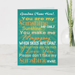 Personalized Grandma, You are my Sunshine Greeting Card
