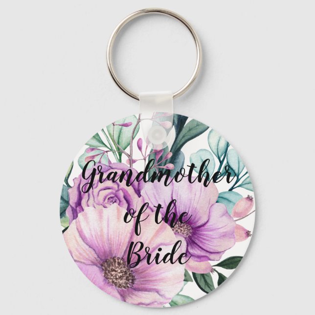 Personalized Grandmother of the Bride Groom Key Ring (Front)