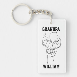 Personalized Grandpa Grandchild Gift Grandfather Key Ring