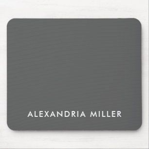 Personalized Gray Minimalist Monogram Mouse Mat