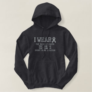 Personalized Gray Ribbon Awareness Embroidery Embroidered Hoodie