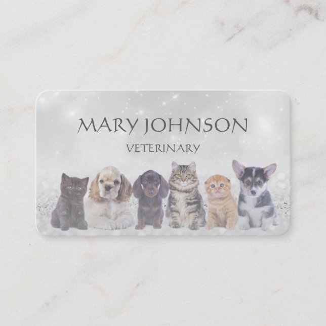 Personalized Gray Veterinary Business Cart Card (Front)