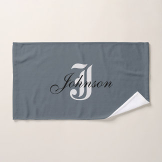 Personalized Gray White Elegant Monogram  Hand Towel