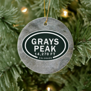 Personalized Grays Peak Colorado Mountain Ceramic Tree Decoration
