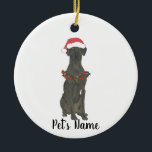 Personalized Great Dane (Black) Ceramic Tree Decoration<br><div class="desc">Make the nice list this year with a personalized ornament of your favorite little elf! For the sweetest gifts,  pair it with a matching art print or another item from my black great dane collection!</div>