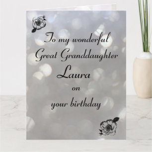 Personalized Great Granddaughter Birthday Card