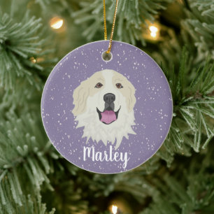 Personalized Great Pyrenees Badger Markings Ceramic Tree Decoration