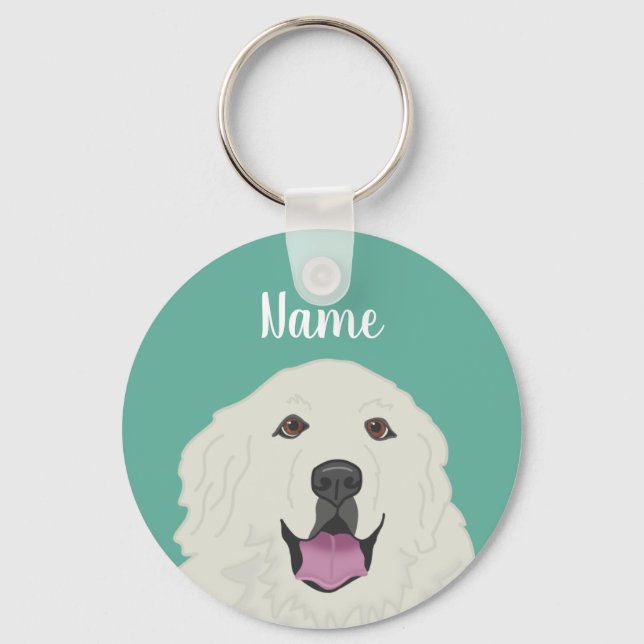 Personalized Great Pyrenees Key Ring (Front)