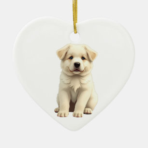 Personalized Great Pyrenees Puppy Ceramic Tree Decoration