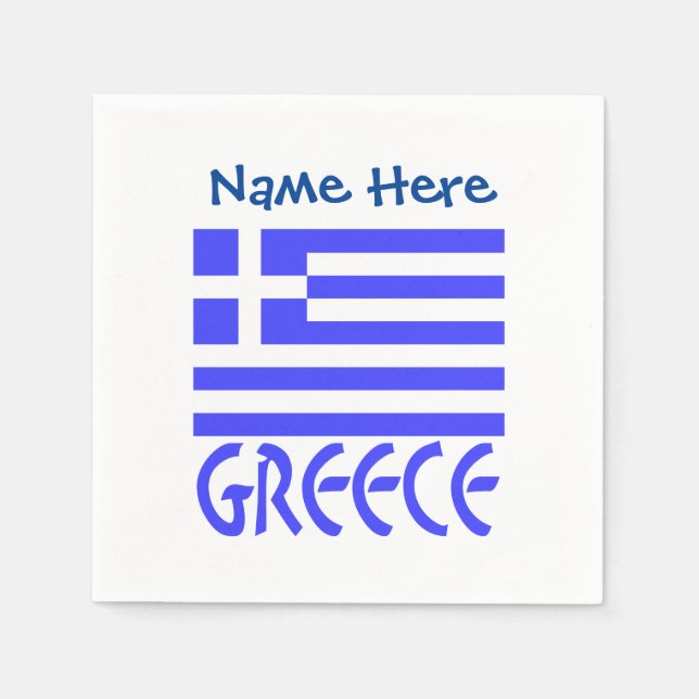 Personalized Greece Flag Name Paper Napkin (Front)