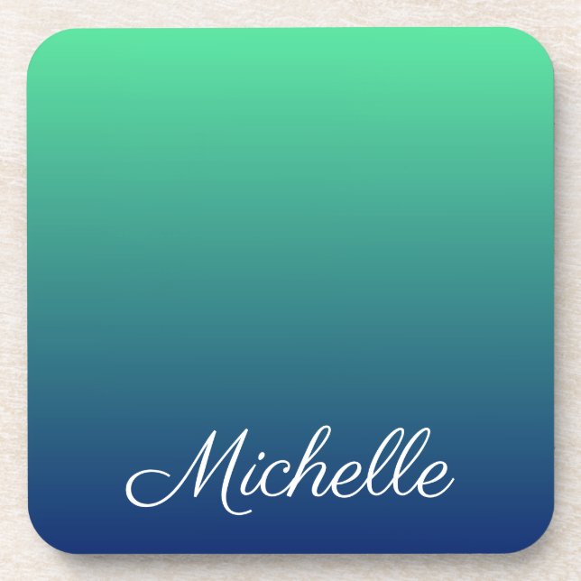 Personalized green and blue coaster (Front)