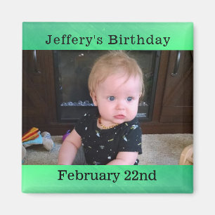 Personalized Green Birthday Reminder Magnet