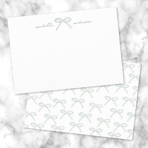 Personalized Green Bow Name Card