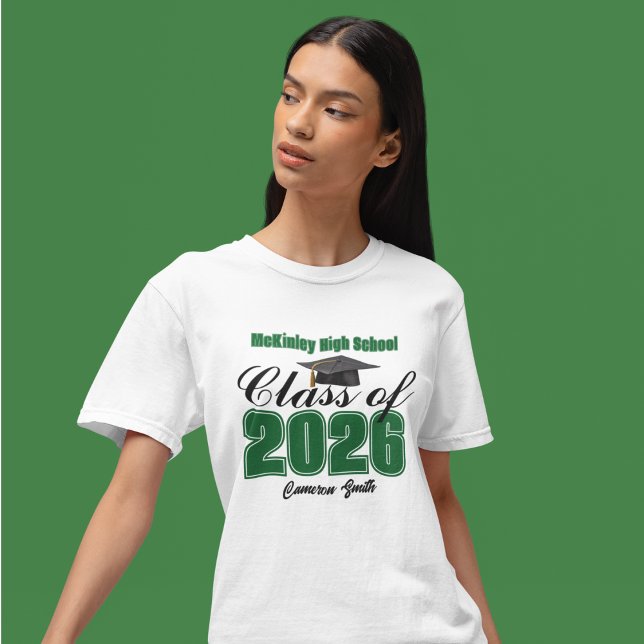 Personalized Green Class of 2026 Graduation T-Shirt (Creator Uploaded)