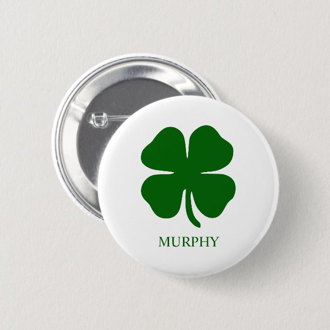 Personalized Green Clover 6 Cm Round Badge (Front & Back)
