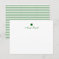 Personalized Green Clover Note Card